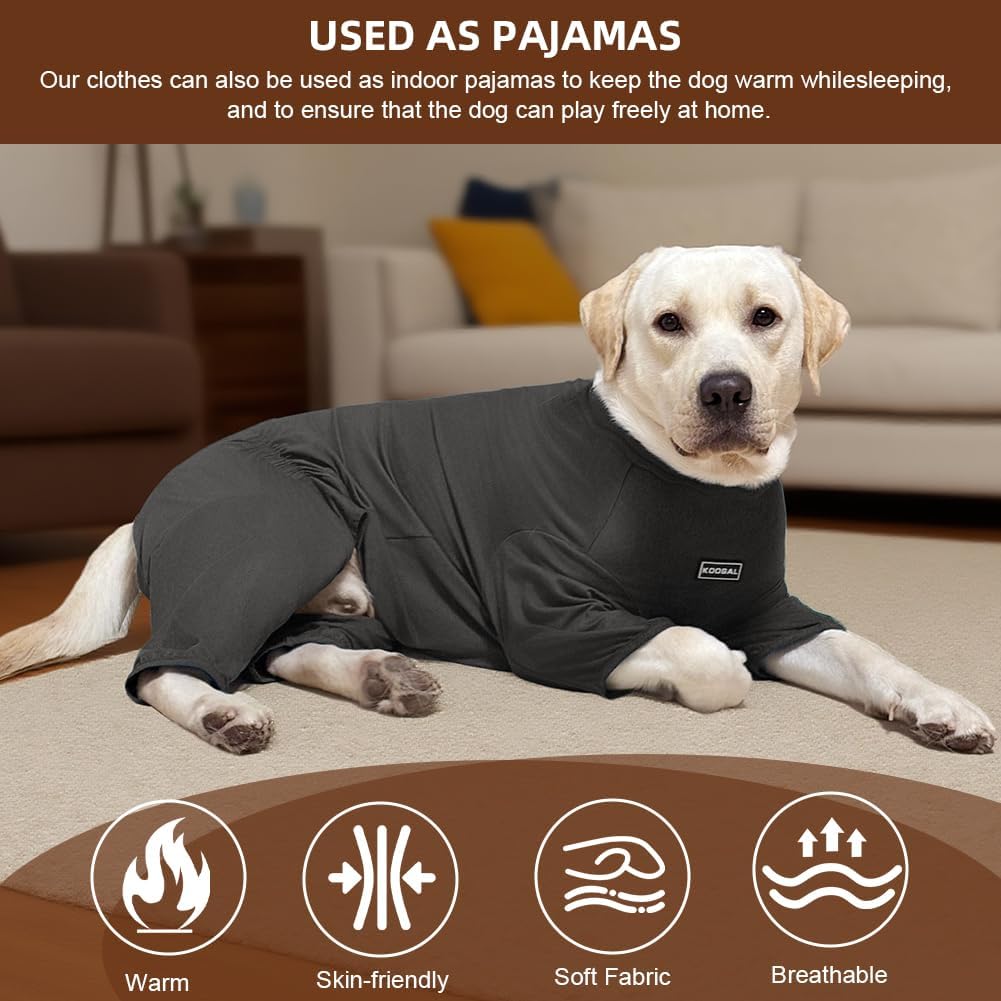 Dog Pyjamas PJS Sweater Clothes and Home Clothing Suitable for Small to Medium Breeds of Dogs, Dog Neutering Suits, Extra-Large Stretch Fabric, Four-Legged Clothes (Thin Dark Gray, XL)