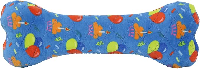 MIGHTY- NO Stuff Bone– Squeaky Plastic Core. 2-in-1 Toy. Made Durable, Strong & Tough. Interactive Play Dog Toy (Tug, Toss & Fetch). It Floats. (Celebration, Large 2 Pack)