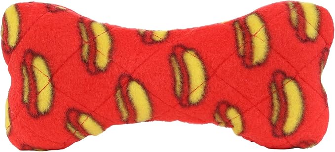 MIGHTY- NO Stuff Bone– Squeaky Plastic Core. 2-in-1 Toy. Made Durable, Strong & Tough. Interactive Play Dog Toy (Tug, Toss & Fetch). It Floats. (Red, Medium)