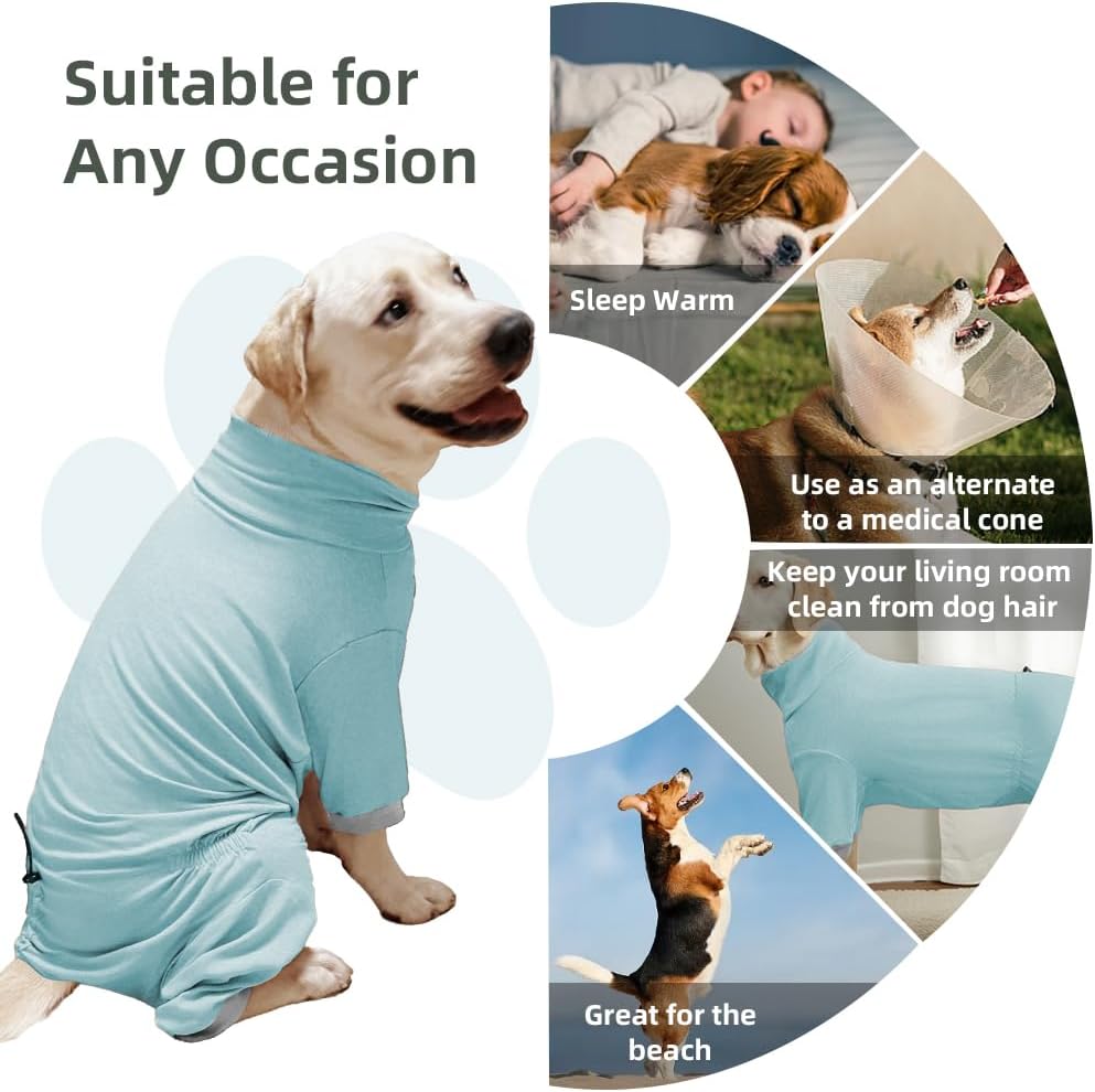 Dog Pyjamas PJS Sweater Clothes and Home Clothing Suitable for Medium to Large Breeds of Dogs, Dog Neutering Suits, Extra-Large Stretch Fabric, Four-Legged Clothes(Thin Blue, 5XL)