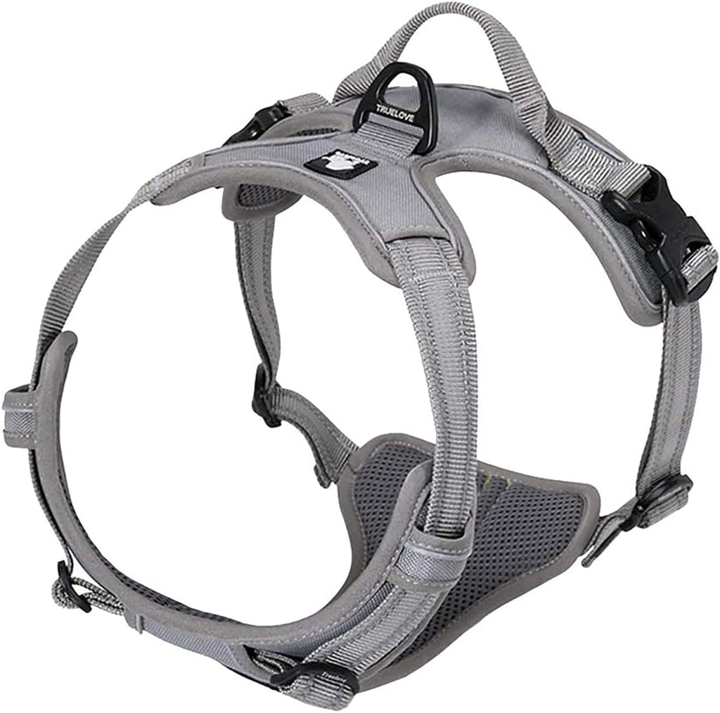 TRUE LOVE Adjustable No-Pull Dog Harness Reflective Pup Vest Harnesses Comfortable Control Brilliant Colors Truelove TLH5651(Gray,XL)