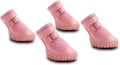 Dog Shoes for Small Dogs, Double Binding Straps Puppy Boots & Paw Protectors for Summer Hot Pavement, Winter Snow, Dog Booties with Anti-Slip Rubber Soles for Beach Hardwood Floor Pink Size 2