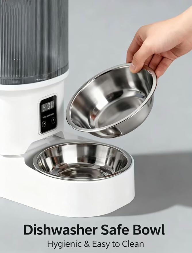 Intelligent Pet Automatic Feeder - Smart APP Remote Control, Food Freshness Preservation, Anti-Jam Design, Dual Power Supply (Plug-in & Battery), Easy to Clean for Uninterrupted Feeding When Away