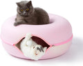 Jia Xi Cat Tunnel Bed & Hideout - Large Indoor Cat Condo & Cave (24 inch, Pink)