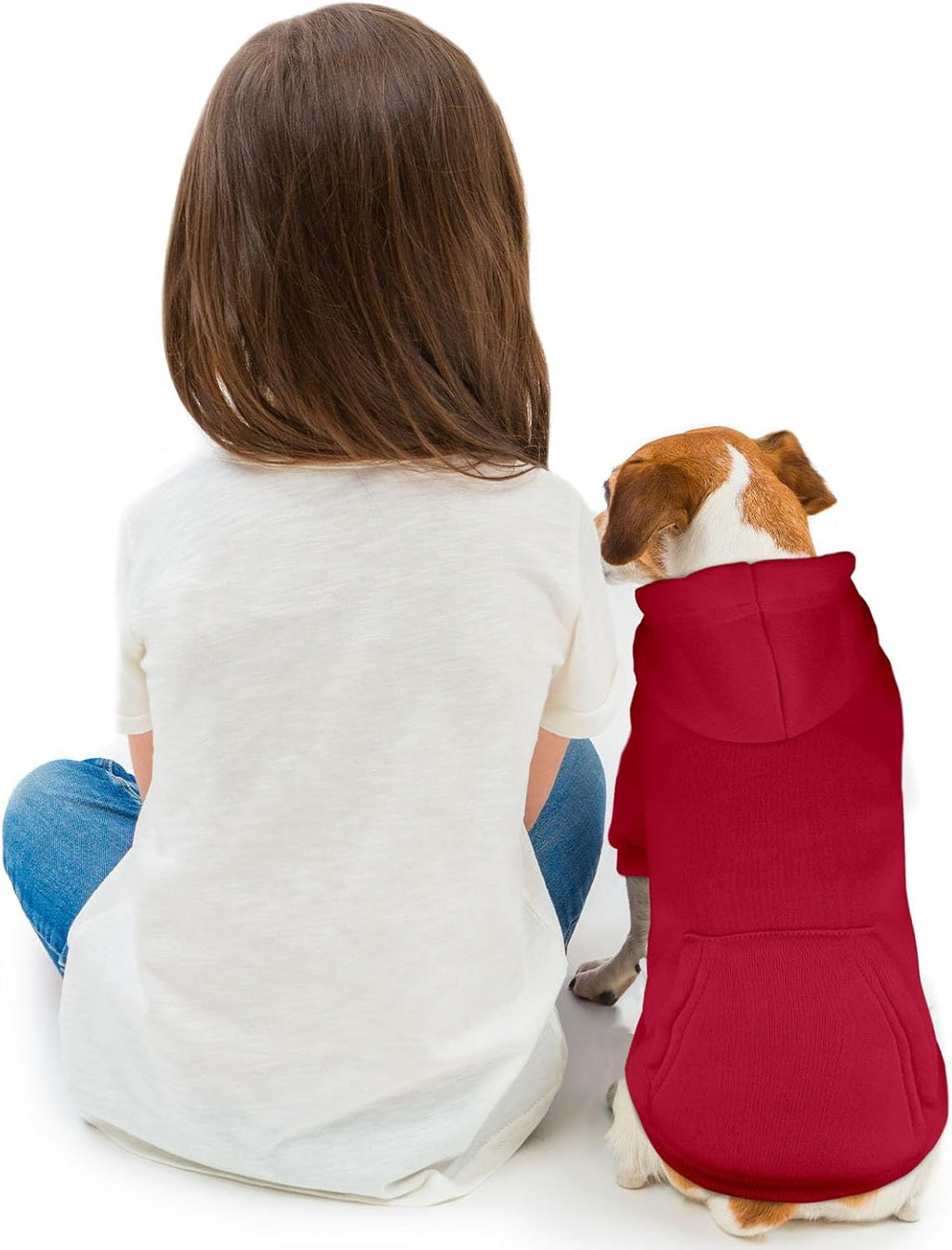 Dog Sweaters for Medium Dogs Dog Hoodie Pet Sweater Solid Soft Brushed Fleece Pet Clothes Hoodie Sweatshirt with Pocket(Red-M)