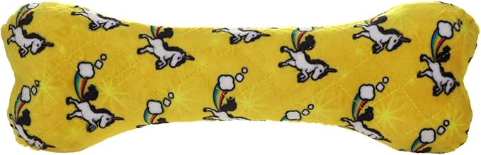 MIGHTY- NO Stuff Bone– Squeaky Plastic Core. 2-in-1 Toy. Made Durable, Strong & Tough. Interactive Play Dog Toy (Tug, Toss & Fetch). It Floats. (Unicorn, Large 2 Pack)
