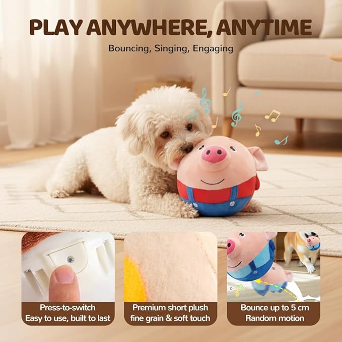 Interactive Dog Toys, 2026 New Active Moving Squeaky Dog Ball with Talking Sound, Rechargeable Washable Plush Toy (2PCS)
