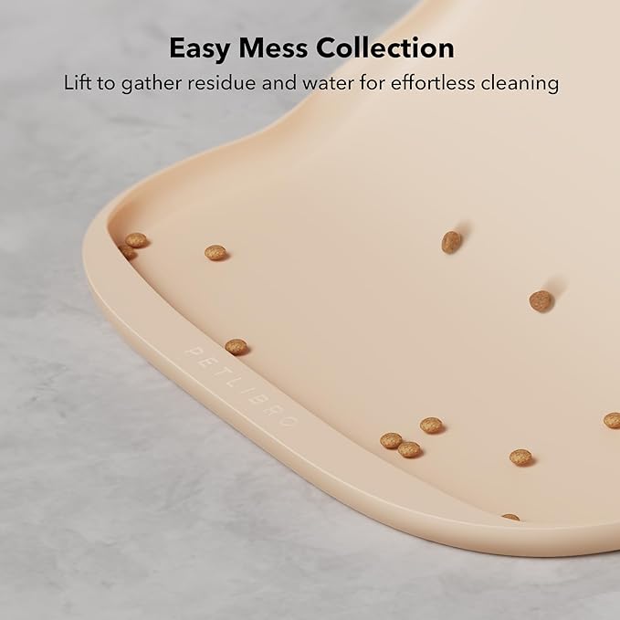 PETLIBRO Dog Food Mat, Safety Silicone Cat Food Mat for Feeder & Fountain, Waterproof Dog Bowl Mat, Raised Edge Spill Protection Floor, Cove Feeding Mat for AF005, AF103 Single Tray, 17.7"x12"