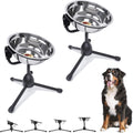 2 Pack Elevated Dog Bowls with Adjustable Metal Stand,Large Size for Dogs Between 60 and 100 lbs, 0.8 Gal 3 Liter,Stainless Steel Dog Food Water Bowl,Height Adjustable Non-Slip Raised Dog Bowl Set