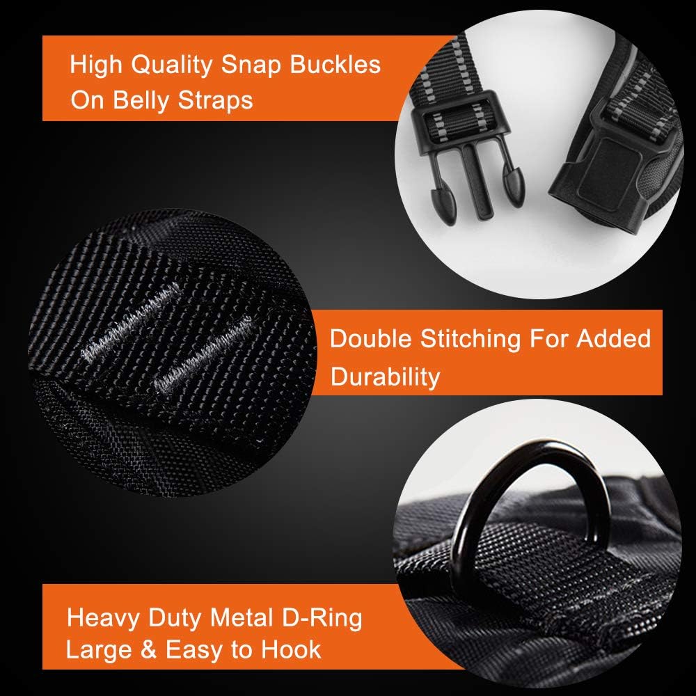 PHOEPET No Pull Dog Harnesses for Small Dogs Reflective Adjustable Front Clip Vest with Handle 2 Metal Rings 2 Buckles [Easy to Put on & Take Off](S, Red)