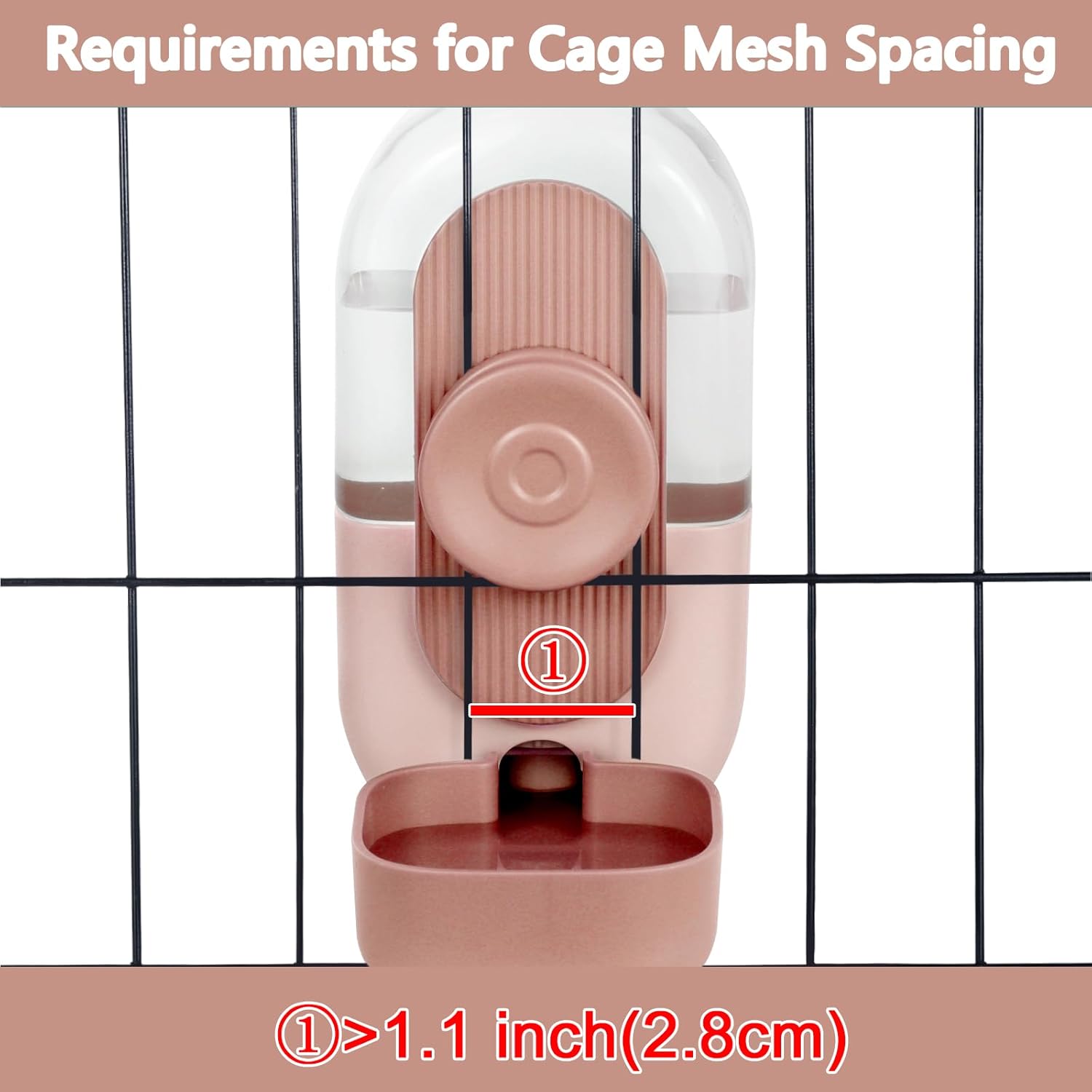 28oz Hanging Automatic Water Dispenser，Rabbit Water Bottle,Bunny Guinea Pig Ferret Water Bowl for Cage,Suitable for Small Animal Puppies(Cage Grid Spacing Over 1.2'')