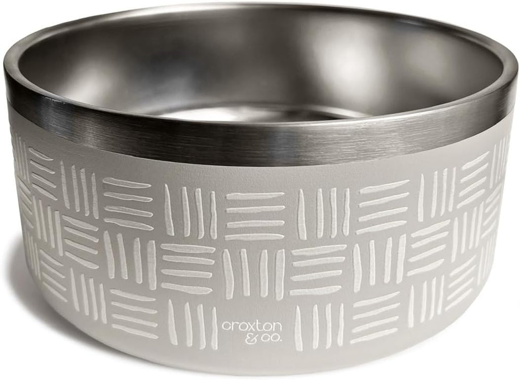 CROXTON & CO. Stainless Steel Pet Bowl for Dogs & Cats | Insulated Food Bowls for Dog Cat | No Tip No Slip | Non-Slip Rubber Base | Dishwasher Safe | Medium (4 Cups)