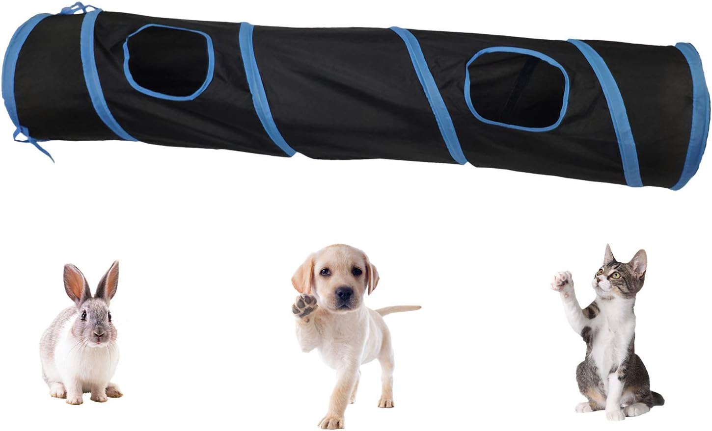 iCAGY Cat Tunnel for Indoor Cats Interactive, Rabbit Tunnel Toys, Pet Toys Play Tunnels for Cats Kittens Rabbits Puppies Crinkle Pop Up Black 45"