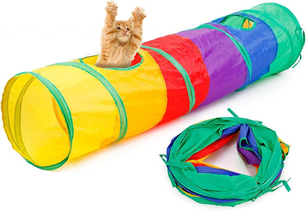 iCAGY Cat Tunnel for Indoor Cats Interactive, Rabbit Tunnel Toys, Pet Toys Play Tunnels for Cats Kittens Rabbits Puppies Crinkle Pop Up Rainbow 45"