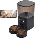 Automatic Cat Feeder, Camera Auto 2 Cats Dispenser 5L Microchip WiFi 2.4G&5G Timed Dual Pet Smart APP Dry Food Self Feeding Container Station (Black)