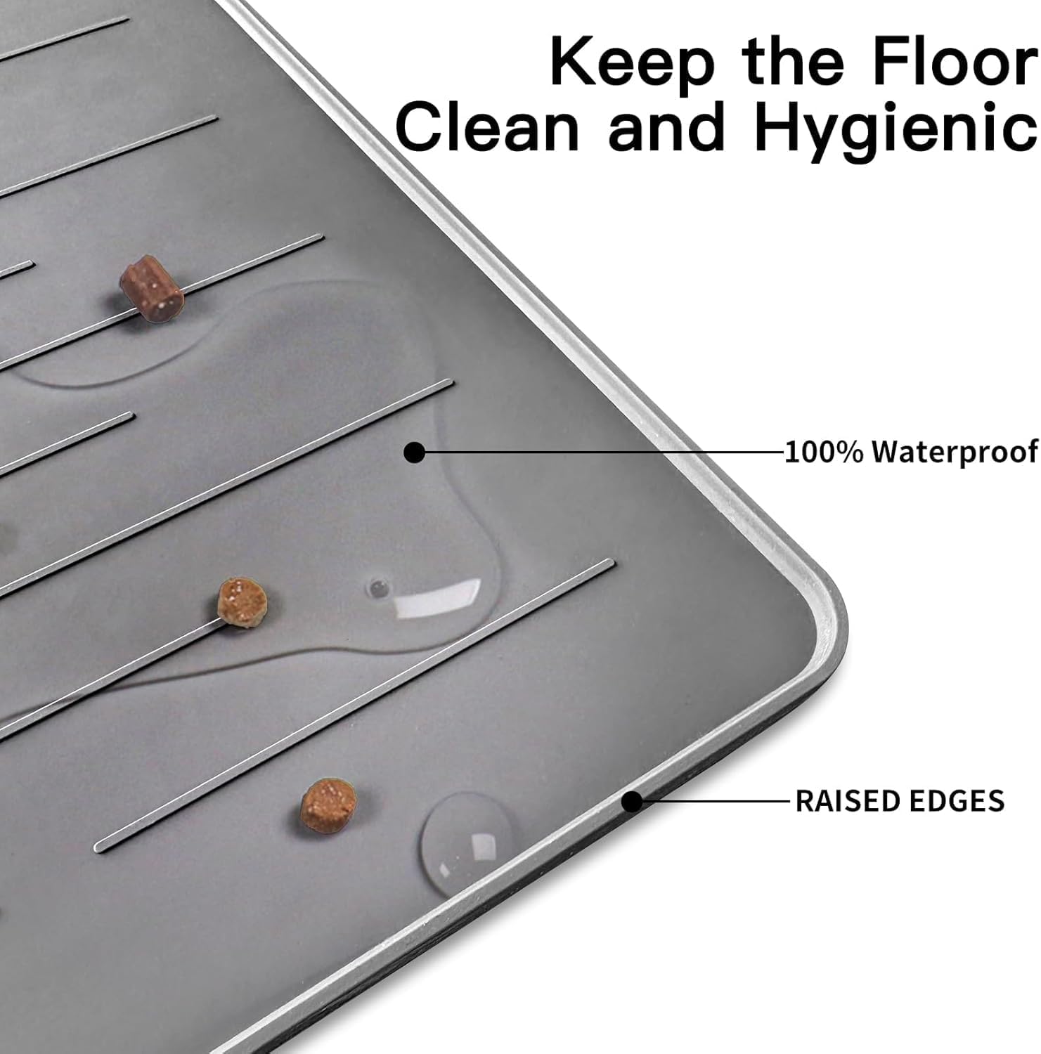 39.4"x29.5" Large Pet Food Mat, Silicone Dog Mats for Food and Water, Nonslip Pet Feeding Mats for Floors,Dog Cat Bowl Mat with Raised Edges, Avocado Green