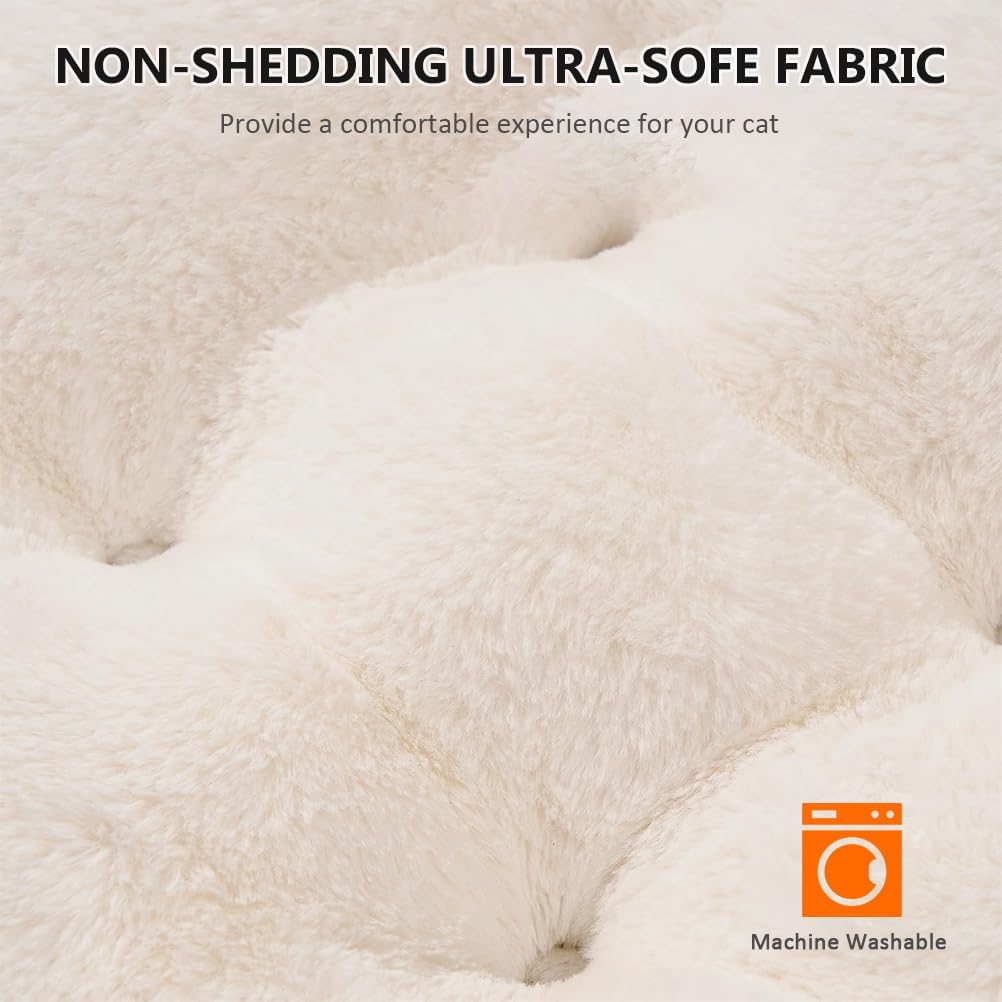 Cat Beds for Indoor Cats - Rabbit-Shaped Cat Cave Bed with Hanging Toy,Super Soft Calming Pet Bed for Kitten&Puppy,Small Dog,Warm Plush&Machine Washable&Removable Cotton Pad,Cat Hideaway(Grey M)