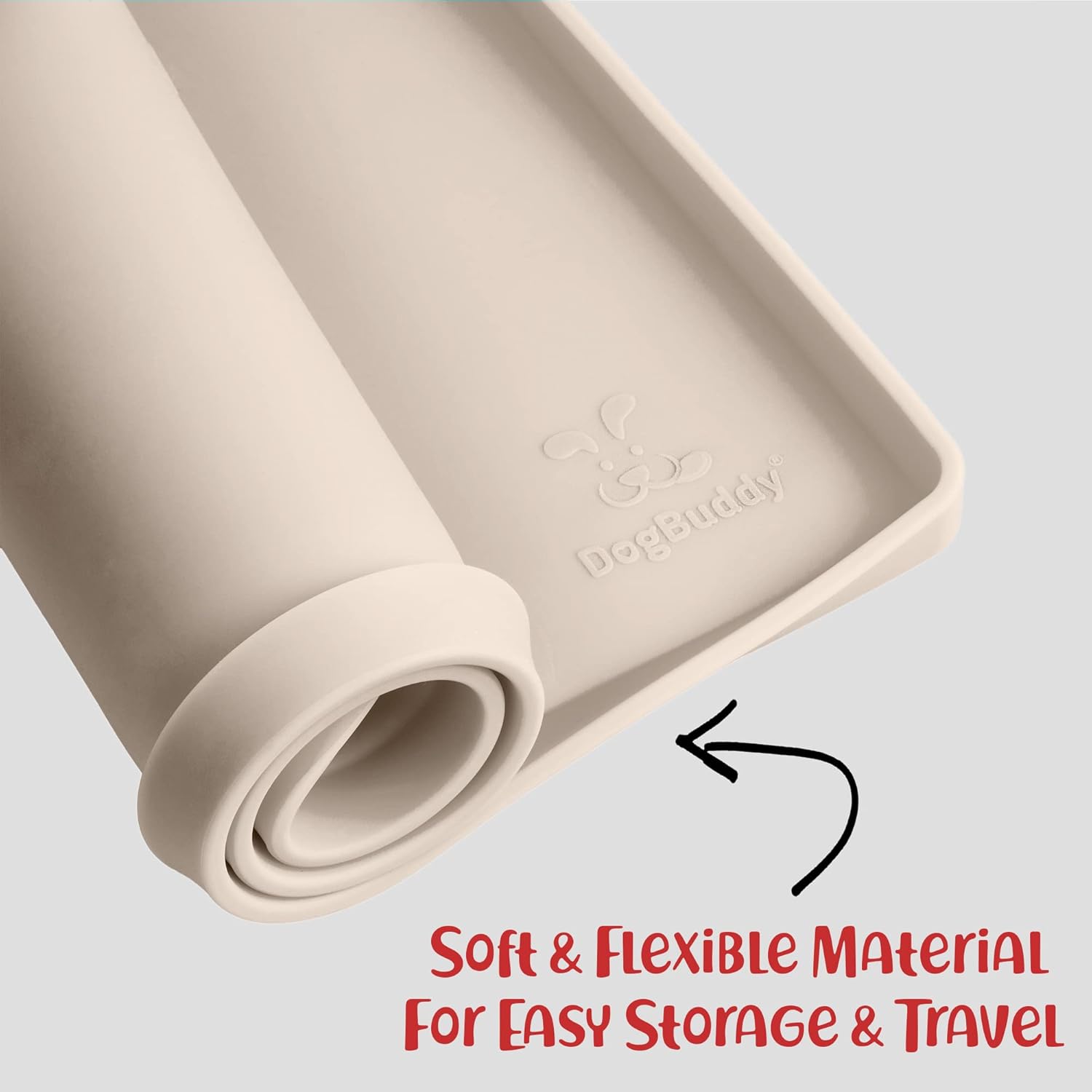 DogBuddy Dog Food Mat – Waterproof Dog Bowl Mat for Food and Water, Silicone Pet Feeding Mats for Floors, Non-Slip Placemat with High Edges for Dogs Bowls, Puppy Essentials (XXL: 32"x24", Vanilla)