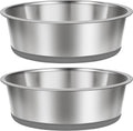 Taglory 8 Cup Stainless Steel Dog Bowls Set of 2 for Food and Water, Silicone Base Anti-Slip, Rust Resistant, Extra Thick Metal Bowls for Medium Dogs, 59oz, Gray