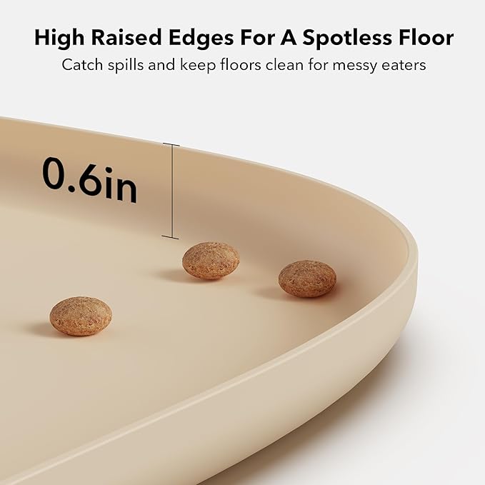 PETLIBRO Cat Food Mat Safety Silicone Dog Food Mat for Feeder Fountain Waterproof Dog Bowl Mats Raised Edge Spill Protection Floor, Cove Feeding Pet Mat(for PLAF109 PLAF301), 22''x16.5''