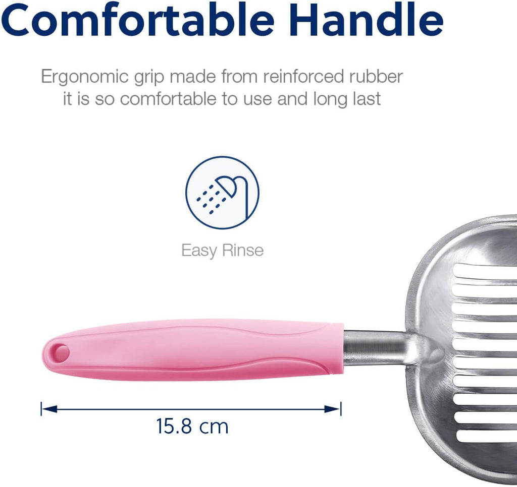 WePet Cat Litter Scoop, Aluminum Alloy Sifter, Kitty Metal Scooper, Deep Shovel, Long Handle, Poop Sifting, Kitten Pooper Lifter, Durable, Heavy Duty, for Litter Box