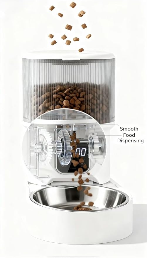 Intelligent Pet Automatic Feeder - Smart APP Remote Control, Food Freshness Preservation, Anti-Jam Design, Dual Power Supply (Plug-in & Battery), Easy to Clean for Uninterrupted Feeding When Away