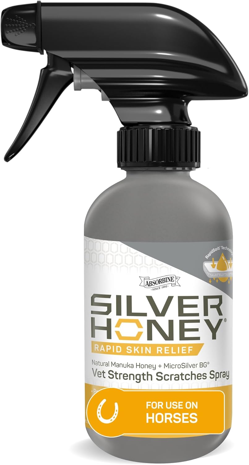 Silver Honey Rapid Relief 6oz Spray for Horses Only, Use on Equine Scratches / Pastern Dermatitis / Mud Fever / Dew Poisoning / Cracked Heels