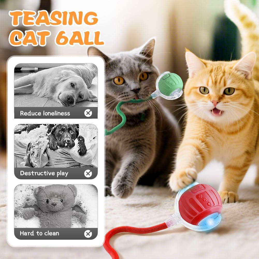 2026 New Interactive Pet Toy Ball, Smart Interactive Toy Ball for Cats & Dogs, Electric Rolling Pet Toy Ball, Rechargeable Interactive Cat Toys for Bored Indoor Cats Kittens to Keep Busy (Gray)