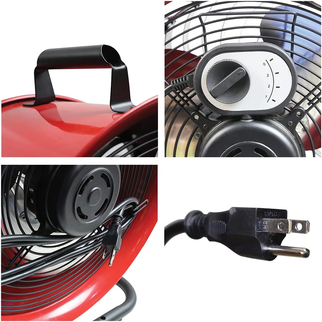 Maxx Air 16" High Velocity Turbo Fan with Pivoting Head - Efficient Air Circulation, High-Velocity Drum Fan Ideal for Home, Garage, or Workshop Use, Durable Construction, Easy Assembly