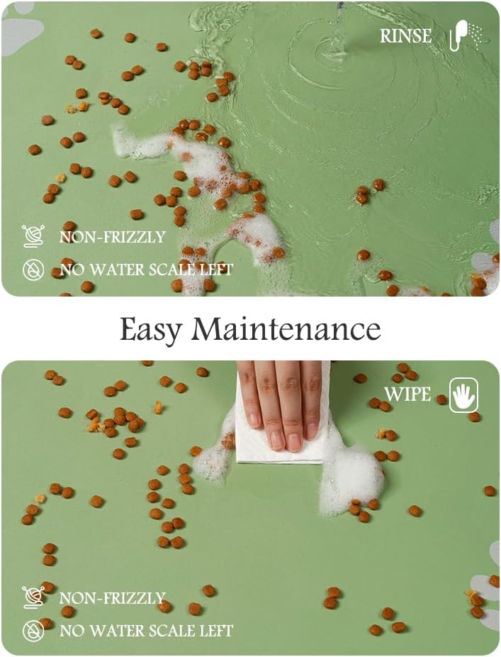 Pet Feeding Mat-Absorbent Dog Mat for Food and Water Bowl-No Stains Quick Dry Dog Water Dispenser Mat（Green,12"x19"