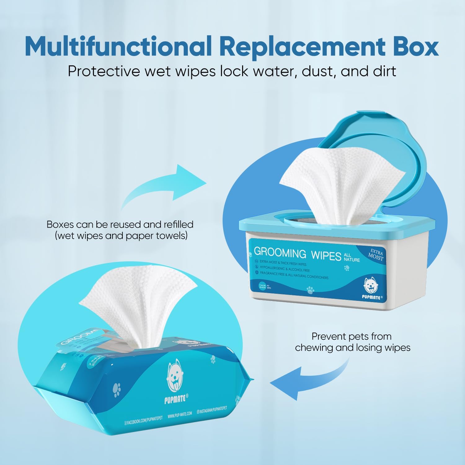 Pet Wipes for Dogs & Cats, Extra Moist & Thick Grooming Puppy Wipes with 100 Fresh Counts, Aloe Vera/Nature