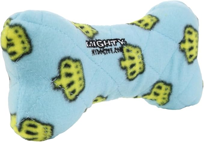 MIGHTY- NO Stuff Bone– Squeaky Plastic Core. 2-in-1 Toy. Made Durable, Strong & Tough. Interactive Play Dog Toy (Tug, Toss & Fetch). It Floats. (Blue, Medium)