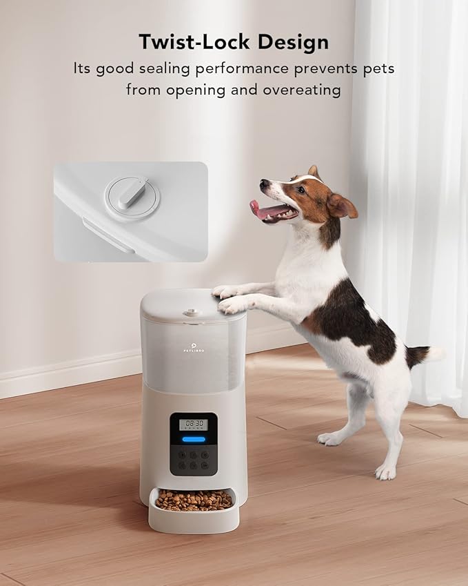 PETLIBRO Automatic Cat Feeder, 6L Auto Pet Cat Dry Food Dispenser with Clog-Free Design, Low Food LED Indication, 0-50 Portion Control for 1-6 Meals Daily, 10s Voice Recorder for Small & Medium Pets