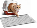Cat Litter Box Mat, Silicone Kitty Litter Mat, 24" X 16" Waterproof Silicone Pad for Floor, Light Gray
