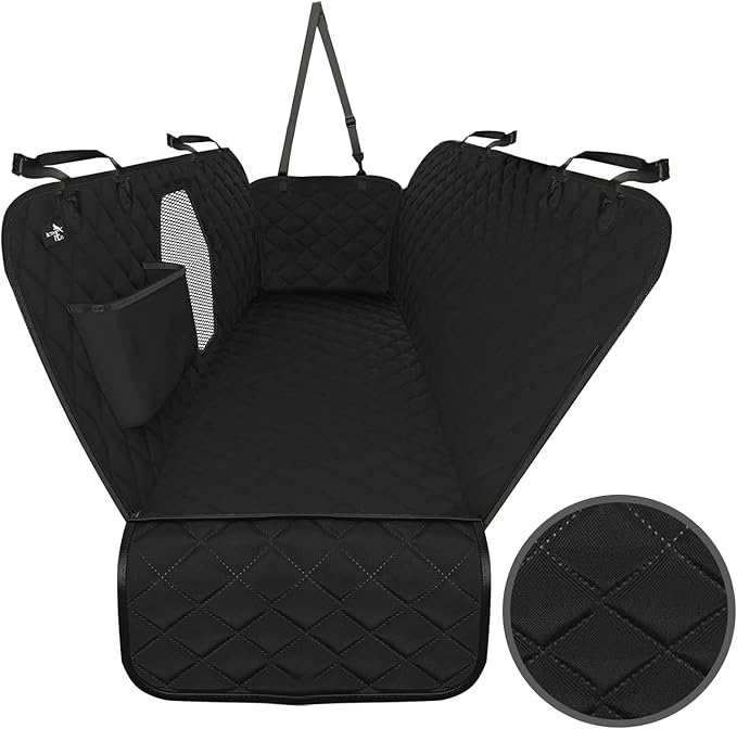 Active Pets Dog Car Seat Cover for Back Seat, Waterproof Pet Protection Hammock, SUV Truck Car Backseat Protector with Safety Features, XL, Black