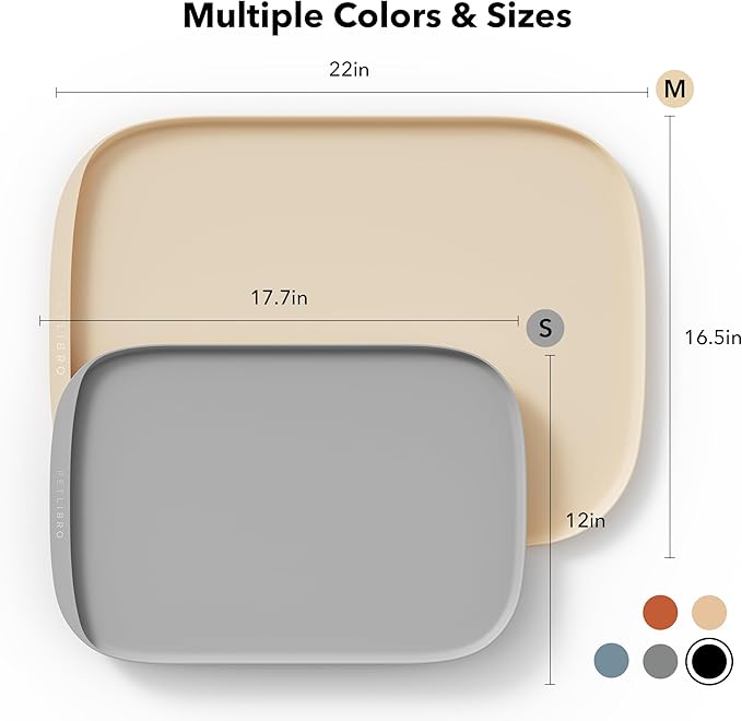 PETLIBRO Dog Food Mat, Silicone Non-Slip Waterproof Cat Food Mat for Feeder & Fountain & Bowl, Dog Bowl Mats with Raised Edge Spill Protection Floor, Extra Large Cove Feeding Mat for Pet 22''x16.5''