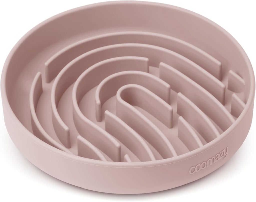 Coomazy Large Silicone Slow Feeder Dog Bowls, Interactive Puzzle Toy for Pets Food Training, Keeps Dogs Busy, Prevents Puppy Overeating (Dusty Pink, Large: 3.2Cup)