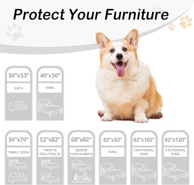 hyha Waterproof Dog Bed Blanket, Soft Pet Blankets, Waterproof Couch Cover for Dogs, Reversible Sofa Covers Washable for Furniture (68x82 Inch, Chocolate/Beige)