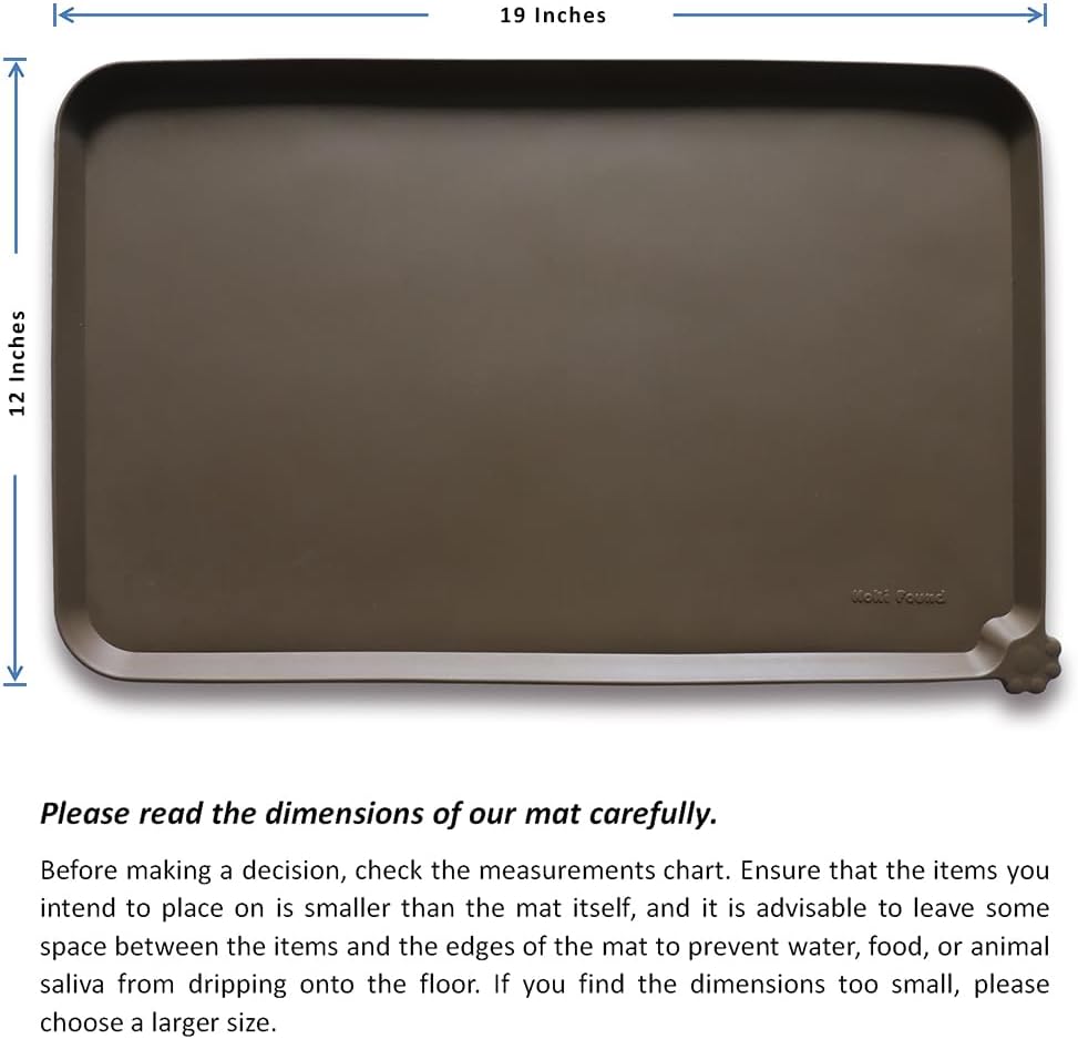 Hoki Found Silicone Pet Food Mats Tray - Non Slip Pet Dog Cat Bowl Mats Placemat - Dog Pet Cat Feeding Mat - Waterproof Dog Cat Food Mats -Pet Water Mats for Carpet - Coffee