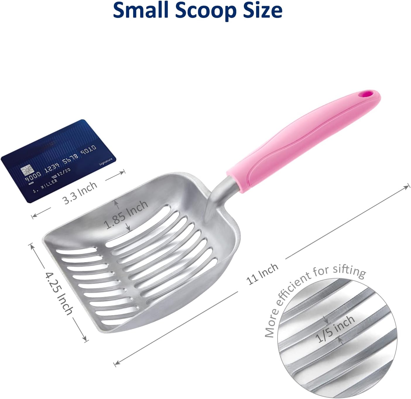 WePet Cat Litter Scoop, Aluminum Alloy Sifter, Kitty Metal Scooper, Deep Shovel, Long Handle, Poop Sifting, Kitten Pooper Lifter, Durable, Heavy Duty, for Litter Box