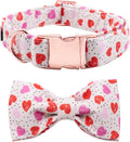 Lionet Paws Valentines Day Dog Collar with Bowtie, Dog Bowtie Collar with Metal Buckle for Dogs, Adjustable Comfortable Dog Collar Girl Boy, S, Neck 10-16 in