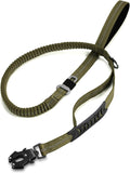 Heavy Duty Dog Leash with 2 Padded Handles & Advanced Easy Metal Clip, 4-6FT Shock Absorbing No Pull Dog Leashes for Medium Large Dogs That Pull (Army Green)