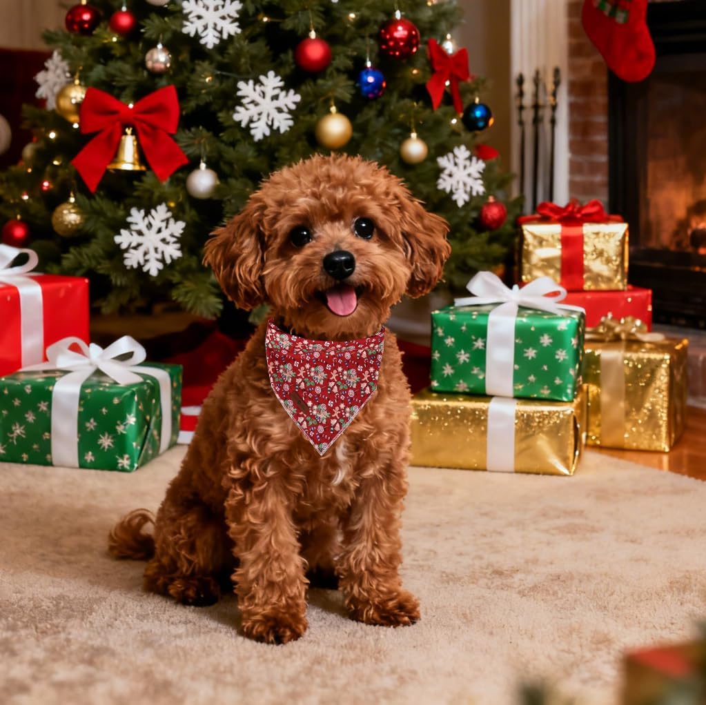 lionet paws Christmas Dog Bandana,Christmas Gingerbread Man Fabric Dogs Kerchief for Small Medium Dogs,Dog Cotton Red Triangle Bibs Scarf for Girl Boy