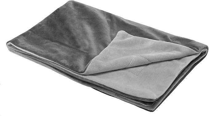 Furhaven Waterproof Throw Blanket for Dogs & Indoor Cats, Washable - Two-Tone Luxe Velvet Dog Blanket - Granite Gray, Small