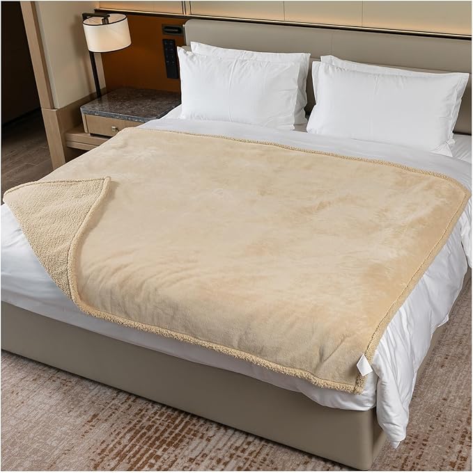 Waterproof Dog Blanket Reversible Pet Bed Cover Puppy Fluffy Cream Blankets Leakproof Sofa Couch Cover Cat Pet Blanket for Warm Washable-L