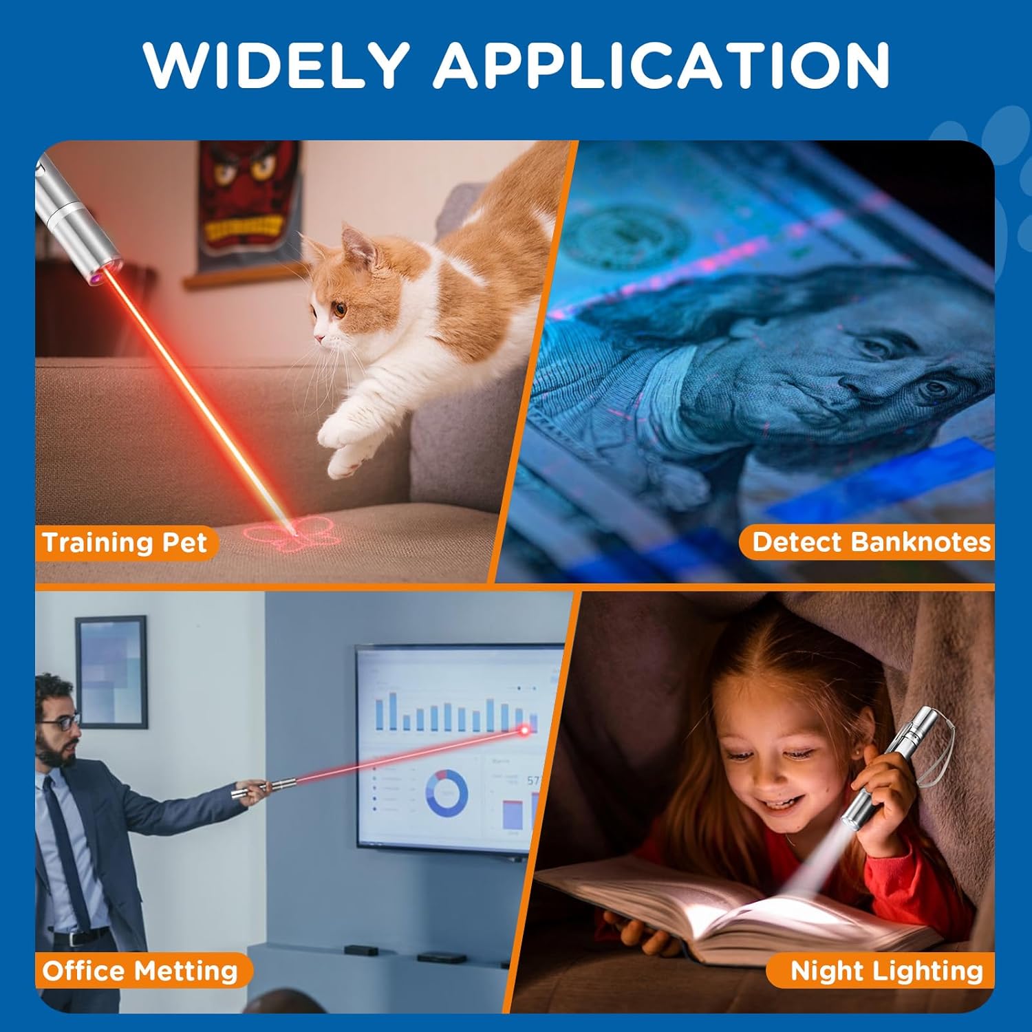 Cat Pointer Toy 2 Pack, Red LED Light Pointer Cat Toys for Indoor, USB Rechargeable 3 Light Colors Interactive Pet Toys, Chaser Training Interactive Toy