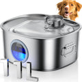 Dog Water Fountain Stainless Steel, 11L/2.8Gal Large Pet Water Fountain for Large Dogs Inside, Dog Fountain Water Bowl Automatic Dispenser with Visible Window & LED, Ultra Quiet for Dogs and Multi-Pet