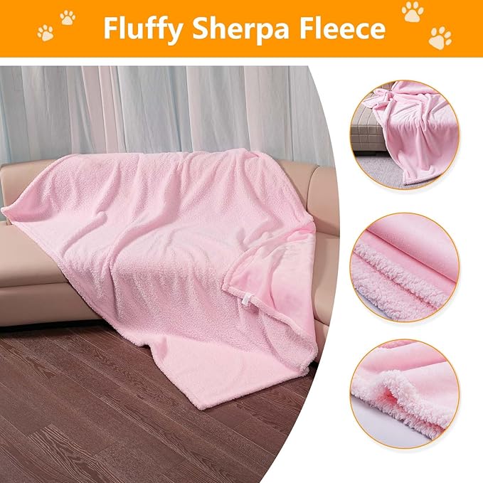 Waterproof Dog Blanket King Size Pet Bed Covers Reversible Fluffy Pink Puppy Blankets Leakproof Sofa Couch Washable Cover Cat Pet Blankets for Warm-XXL-85x85in