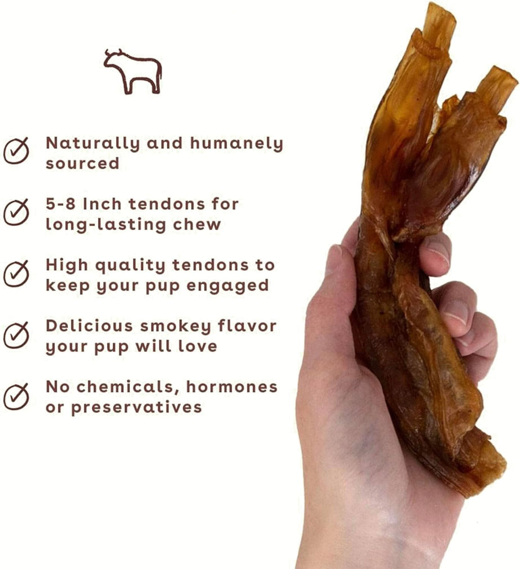 Pupford Turbo Beef Tendon Chews for Dogs & Puppies, All-Natural Dog Chew with Glucosamine for Joint Health, Long-Lasting Toy, Great for Teething (5 Count)