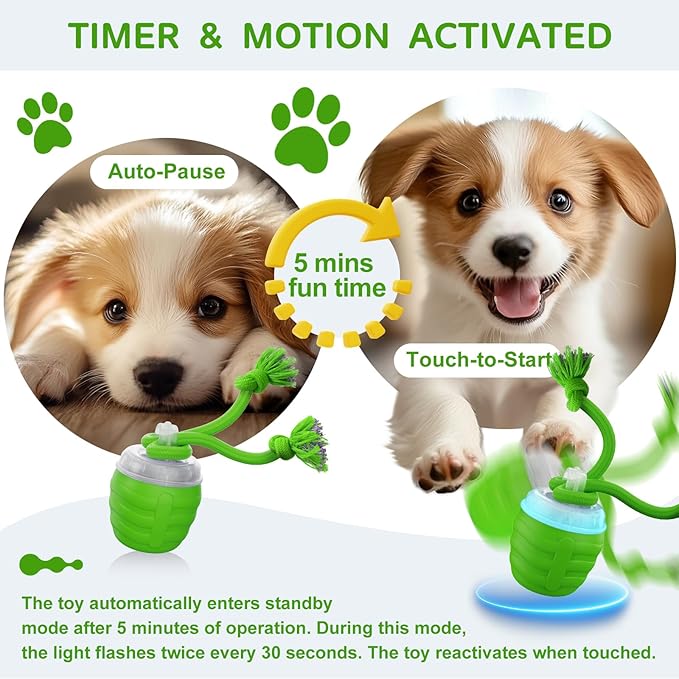 Interactive Dog Toys, [2025 Newly Upgraded] Motion Activated Rolling Squeaky Ball for Medium Dogs, Automatic Moving Dogs Ball for Boredom, USB Rechargeable(Green)